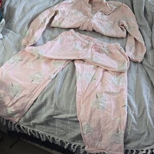 La Vie En Rose Pink Cloud-Print Girls Pajama Set